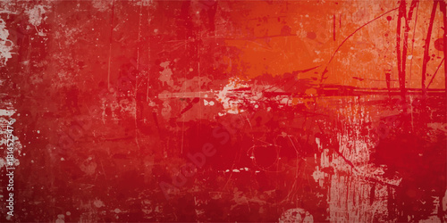 Abstract vivid red and white grunge background with paint splatters. Layered splashes, scattered paint marks, Irregular splashes, blotches, streaks, and textured areas opacity with modern.