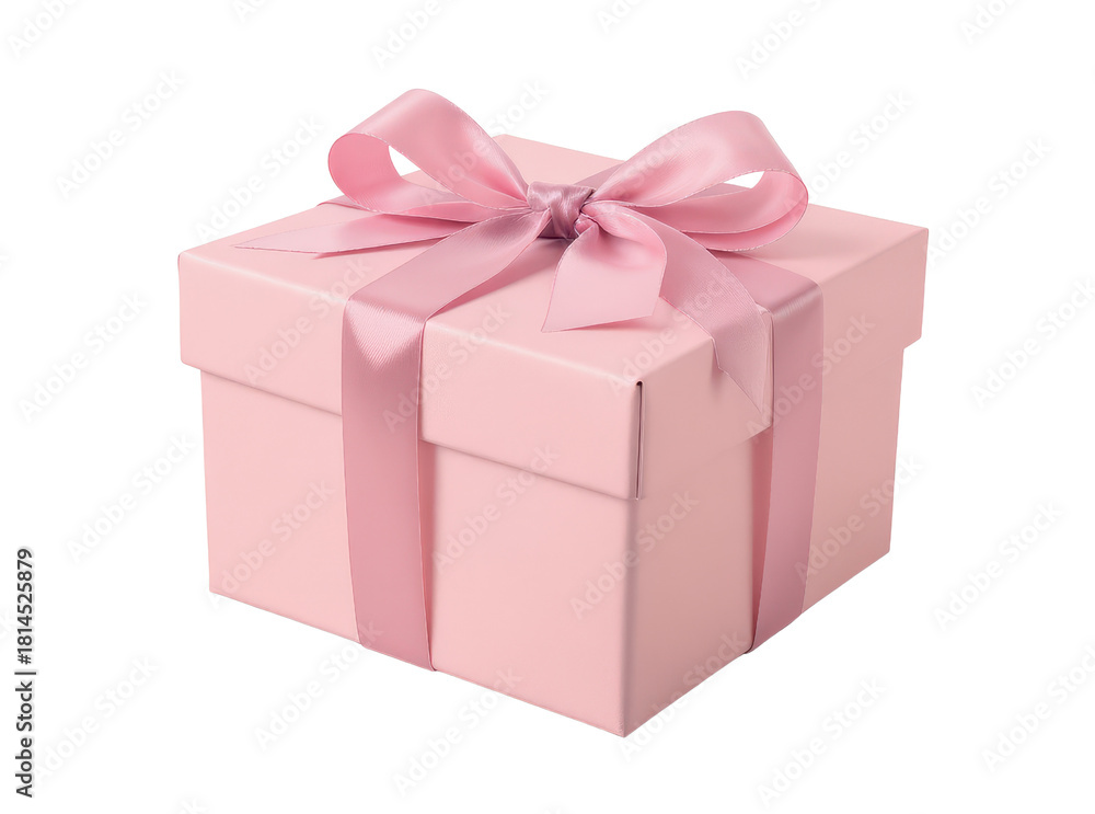 Obraz premium Elegant Pink Gift Box with Ribbon Perfect for Celebrations and Special Occasions