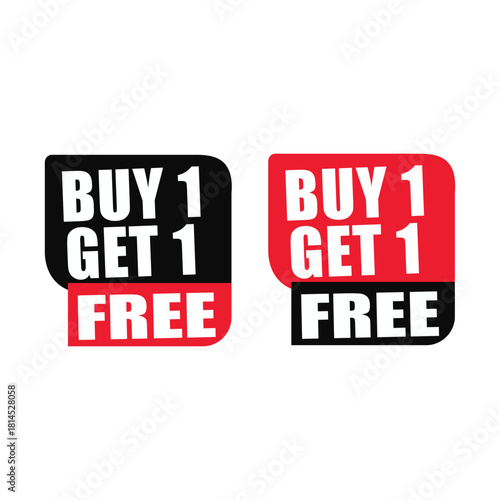 Buy One Get One Free Sale Stickers promotion offer discount retail marketing advertising sign label deal special offer shopping