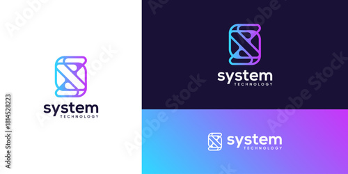Letter S digital connection logo design ideas. Vector of technology network system icons symbols.