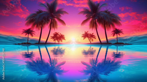 
Neon Palm Silhouettes
