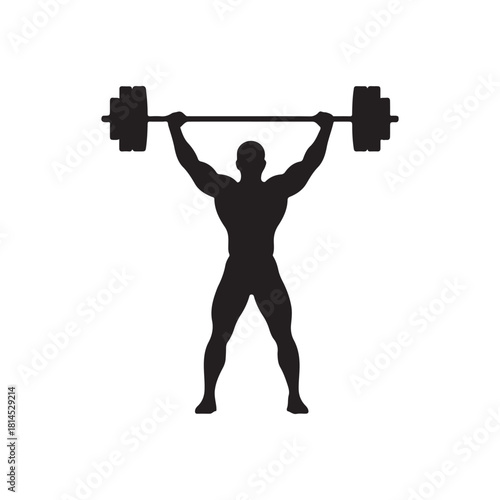 A man lifting weights silhouette icon vector flat design