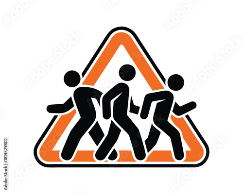 Pedestrian warning sign crosswalk people walking safety icon