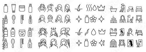 Hair and beauty icon collection set