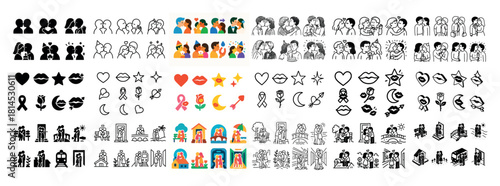 Diverse multicultural people icons set