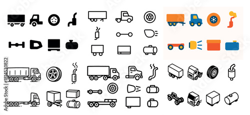 Vehicle and equipment icons collection