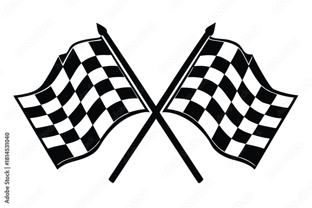 Fototapeta premium crossed checkered flags black and white silhouette