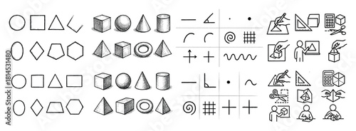 Geometric shapes and mathematical symbols