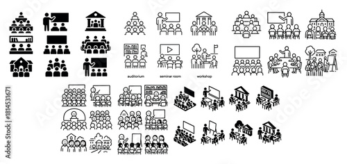 Icon set of educational environments