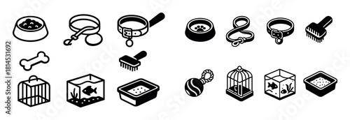 Isometric Pet Care Icons