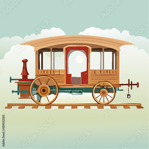 Antique train carriage on rails