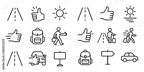 Hitchhiking Icon Grid