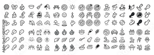 Variety of bbq and food icons