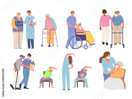 elderly care medical assistance illustration