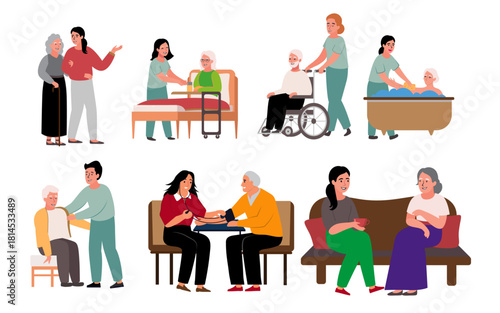 elderly care medical assistance illustration
