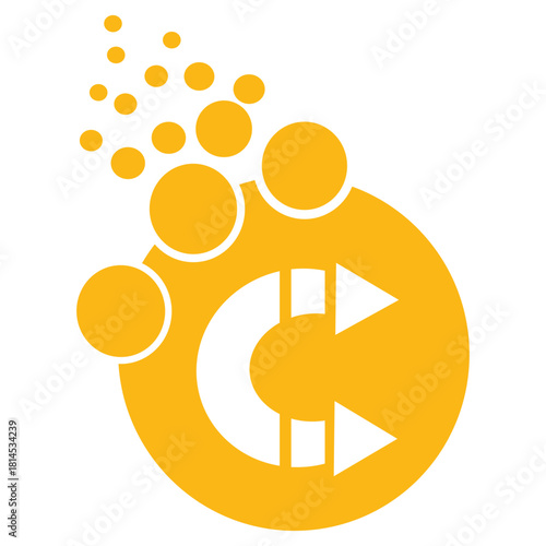 Vitamin C icon. Colorful drug nutrition supplement symbol. Vector illustration.