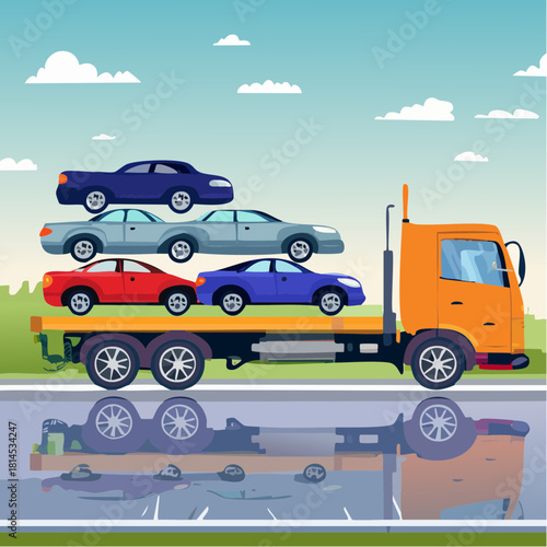 Car carrier truck transporting vehicles