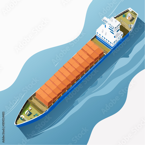 Cargo ship carrying containers on the water
