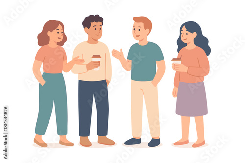 People talking. Group of people communicating and standing. Conversation and discussion vector illustration.
