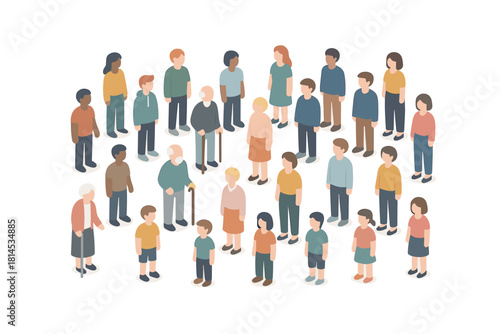 Family top view. Multigenerational family gathering in circle. Family generation vector illustration.
