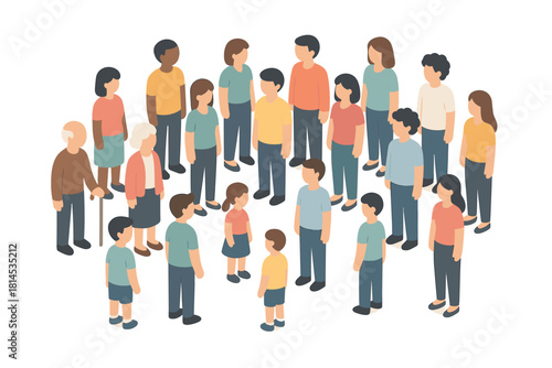 Family top view. Multigenerational family gathering in circle. Family generation vector illustration.