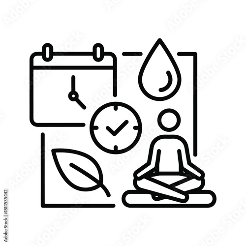 Meditation and mindfulness for health and wellness isolated on