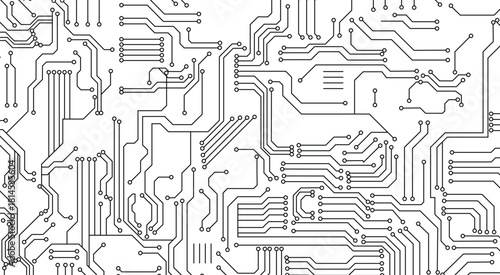 Creative white circuit background with copy space. Technology and computing concept.  