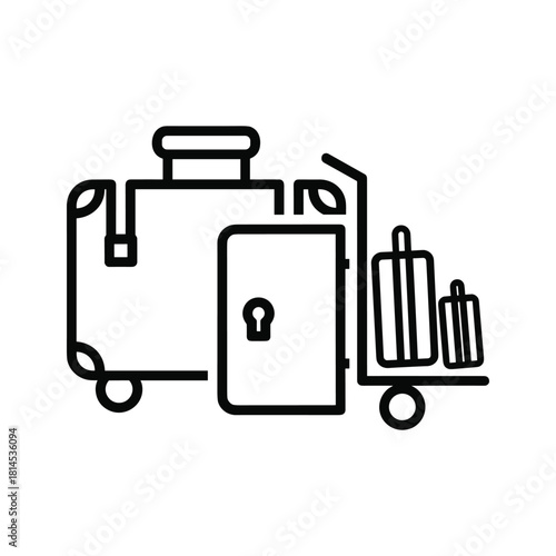 Luggage and baggage on a cart ready for travel isolated on for commercial use