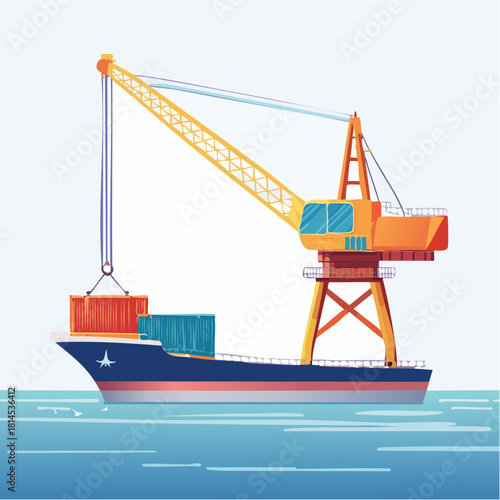 Crane loading shipping containers onto a cargo ship