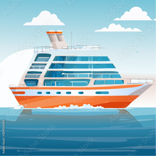 Cruise ship sailing on blue ocean water