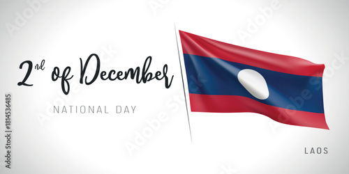 Laos national day vector banner, greeting card