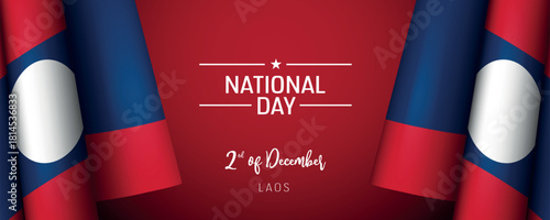 Laos national day vector banner, greeting card