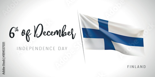 Finland independence day vector banner, greeting card
