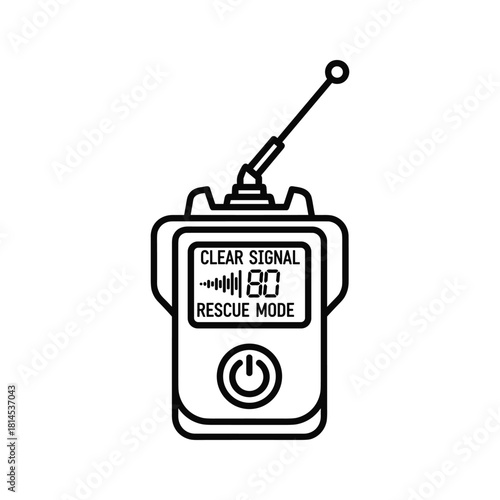 Outline icon of an avalanche transceiver or rescue beacon device showing clear signal and rescue mode display isolated on