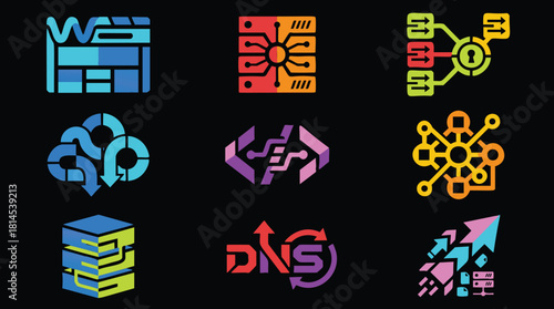 Explore vibrant, modern tech icons for your next innovative digital project or futuristic campaign