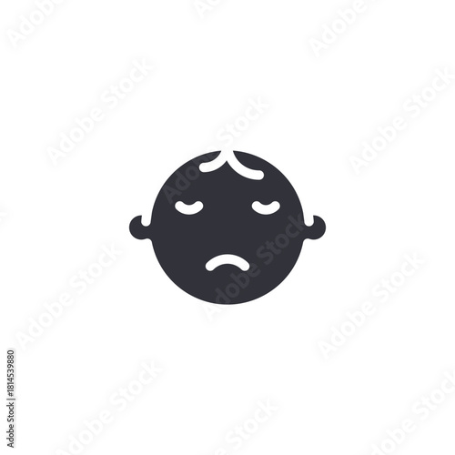A worried baby face icon depicting mild discomfort or unease, often used in parenting or childcare illustrations.