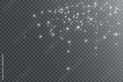 Light effect with glitter particles.Christmas dust.White sparks shine with special light.
