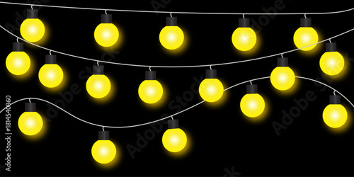 String Lights Glowing in the Dark a festive and whimsical design perfect for parties celebrations and adding a touch of warmth and illumination to any space ideal for backgrounds 