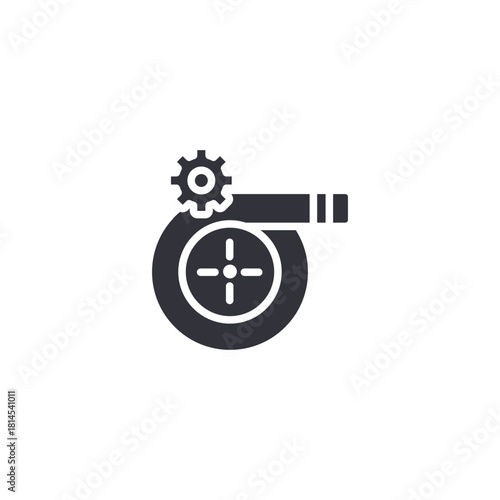 A mechanical turbo or pressure gauge icon representing engine performance, airflow measurement, and automotive system diagnostics.