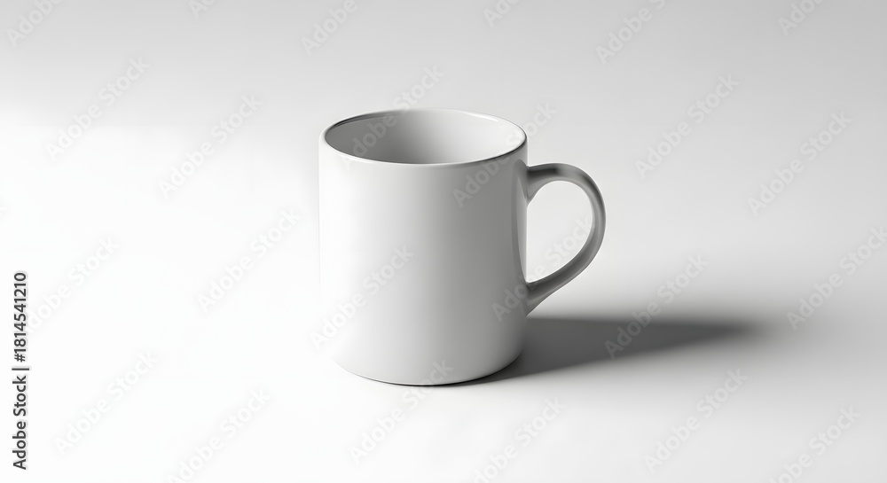 Fototapeta premium Minimalist white mug on white background clean and simple design