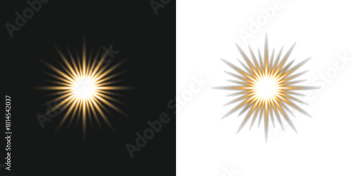 Golden sun flare glow with warm light rays, ideal overlay for sunny seasonal art.