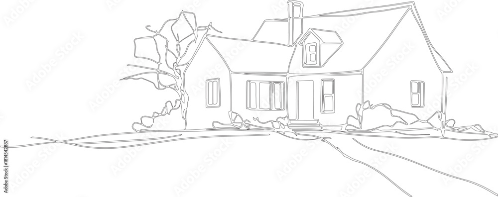 Fototapeta premium house sketch drawing vector silhouette design made by hand drawn various sketch lines.