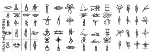 Various knot illustrations for sailing and climbing