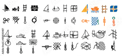 Nautical knot and sailing icons collection
