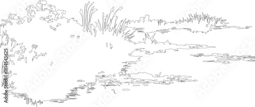 vector illustration of an abstract background of soil texture with various geometric sketch hand drawn line art patterns.