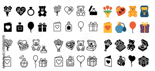 Valentine's day icons set