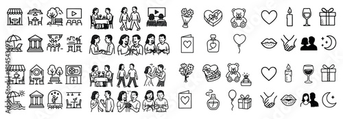 Diverse icons for shops, travel, people, and gifts