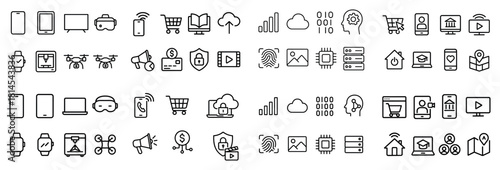 Technology and digital device icon set