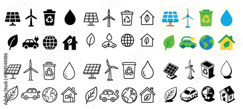 Renewable energy and eco-friendly icons collection