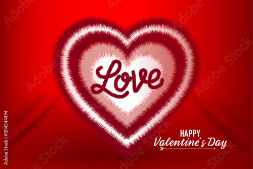 Abstract red furry heart shape illustration fro special occasion greeting card or background vecter